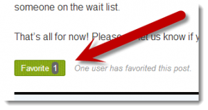 screenshot with red arrow pointing to Favorite button